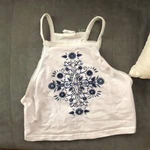 Designed White Crop Top